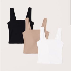 Abercrombie 3 pack seamless square neck cropped tank